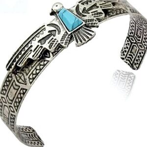 Antique Silver & Turquoise Thunderbird Bracelet NWT